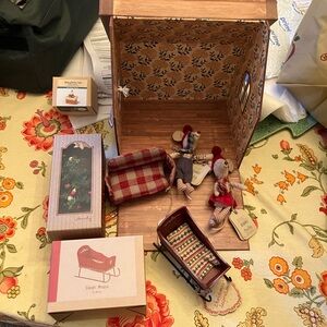 Maileg Christmas Bundle Retired Mouse Figurines with Sleigh and Accessories